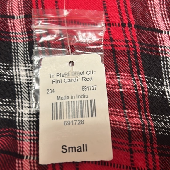 𝅺KRACY Kat Plaid/Fringe Open Cardigan. NWT Size Small. - Picture 12 of 13